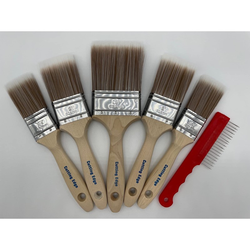 Cutting Edge Premium Synthetic Paint Brush Sets - 5-Brush or