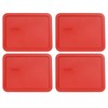 Pyrex 7211-PC 6 Cup Poppy Red Rectangle Plastic Food Storage Lid - 4 Pack