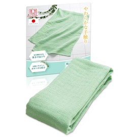 Como Life 100% Cotton Foaming Body Towel, Green, 12.6 x 35.4 inches (32 x 90 cm), Cotton, Senshu Towel, Antibacterial, Moisturizing, Delicate, Made in Japan