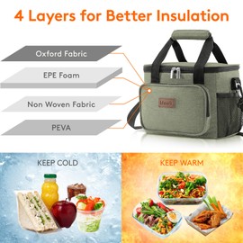 Lifewit Medium Lunch Bag Insulated Lunch Box Soft Cooler Cooling Tote for Adult Men Women, Dark Green 12-Can (9L)