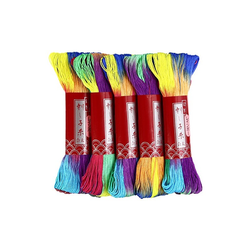 Dharma Sashiko Yarn, Thick, Rainbow, 328.4 ft (100 m), col.