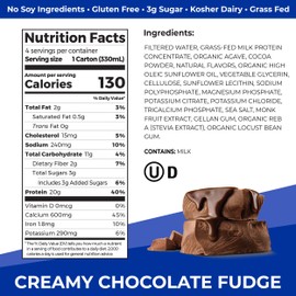 Orgain Clean Protein Shake, Grass Fed Dairy, Creamy Chocolate Fudge - 20g Whey High Protein, Kosher, Ready to Drink, Low Net Carbs, Gluten Free, No Soy Ingredients, 11 Fl Oz (Pack of 4)