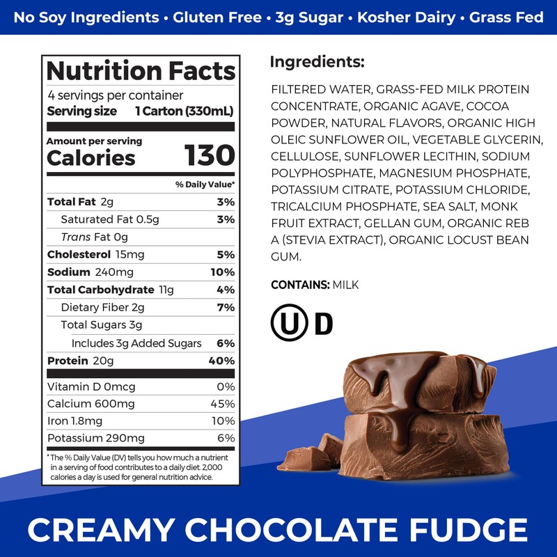 Orgain Clean Protein Shake, Grass Fed Dairy, Creamy Chocolate Fudge