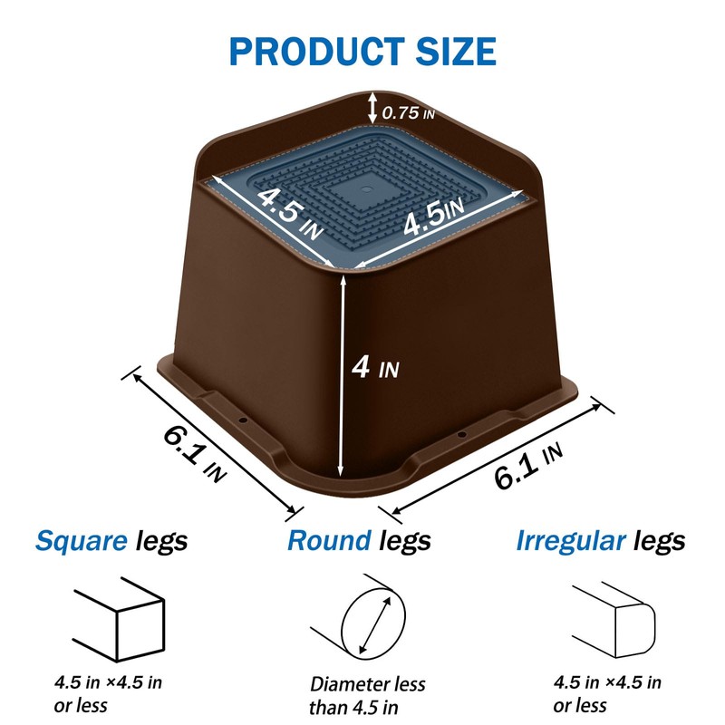 ANNKUT Bed Risers 4 Inch Heavy Duty, Furniture Risers for