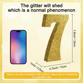 TONIFUL 7.8 Inch Gold Glitter Numbers Table Centerpieces 0-9 Birthday Party Decorations,Shining Golden Digital 7 for Birthday Party,Wedding,Bridal Shower,Engagement,Photo Shoot,Anniversary