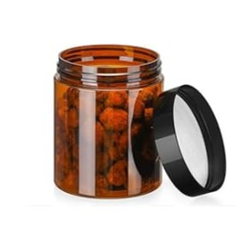 8 OZ Amber Plastic Jars with Lids Round Cosmetic Containers Amber Jars Refillable Cosmetic Jars for Powder Liquid Food Storage Kitchen Cosmetic Lotion Ointments Creams Essential Oil (3 PACK)