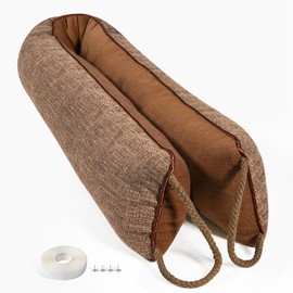 Door Draft Stopper for Bottom of Doors 32 Inch, Weighted Under Door Snake Noise/Breeze/Cold Air Blocker, Soundproof Door Pillow Stopper, Brown