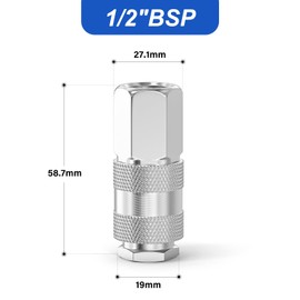 ERGAOBOY 5 Pcs 1/2" BSP Female Air Hose Fittings, Flow Quick Connect Industrial Air Coupler and Plug Kit Couplings Connector, Pneumatic Compressor Hose Fittings Kit for Auto Shop