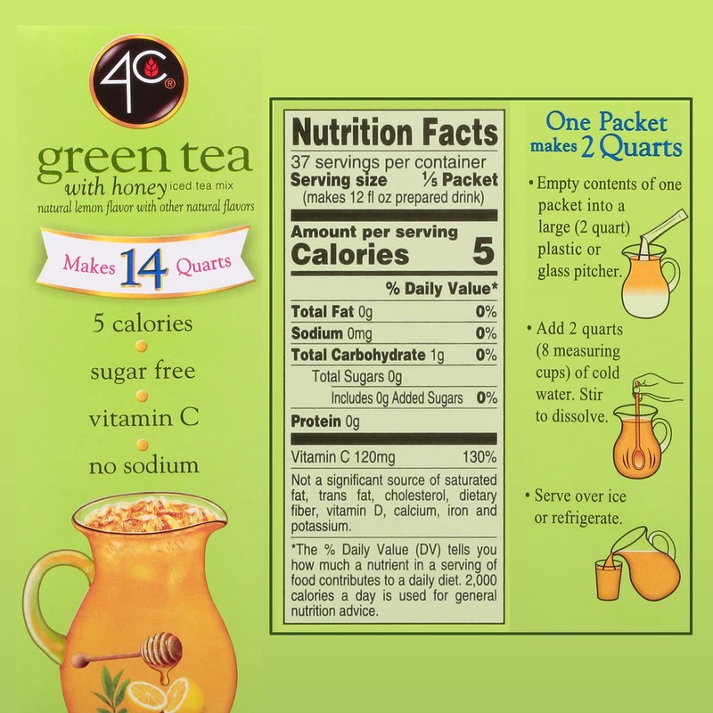 4C Pitcher Packs, Green Tea 8 Pack, Makes 14 Quarts,