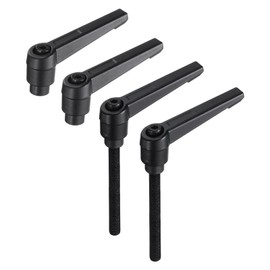 sourcing map 4pcs Clamping Lever Adjustable Handle Set Metric M6 x 60mm Male & M6 Female Thread Level Handles Hand Stud Knobs Quick Release Black for Lathe Machinery