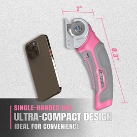 Wild Edge Cordless Electric Scissors for Women, Pink Cardboard Cutter with 4V High-Capacity Battery, Rapid Charger, Storage Bag, 2 Blades, Electric Box Cutter for Cardboard, Carpet, Plastic, Leather