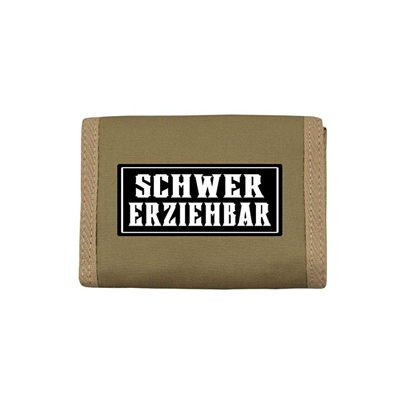 Spaß Kostet Purse with Sew-On Sayings, Hard to Educate, olive