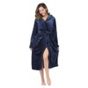 RONGTAI Womens Long Robes Plush Fleece Nightgown Thick Hooded Bathrobe
