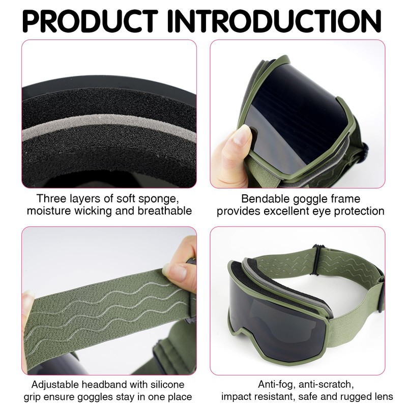 Ski Snowboard Goggles UV Protection Anti-Fog OTG Snow Skiing Glasses