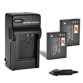 DSTE 2pcs Li-90B Battery + DC16 Travel and Car Charger Adapter Compatible with Olympus SH-50 iHS SH-60 SP-100 Tough TG-1 TG-2 TG-3 TG-5 TG-6 XZ-2 ihs TG-Tracker Camera as LI-92B