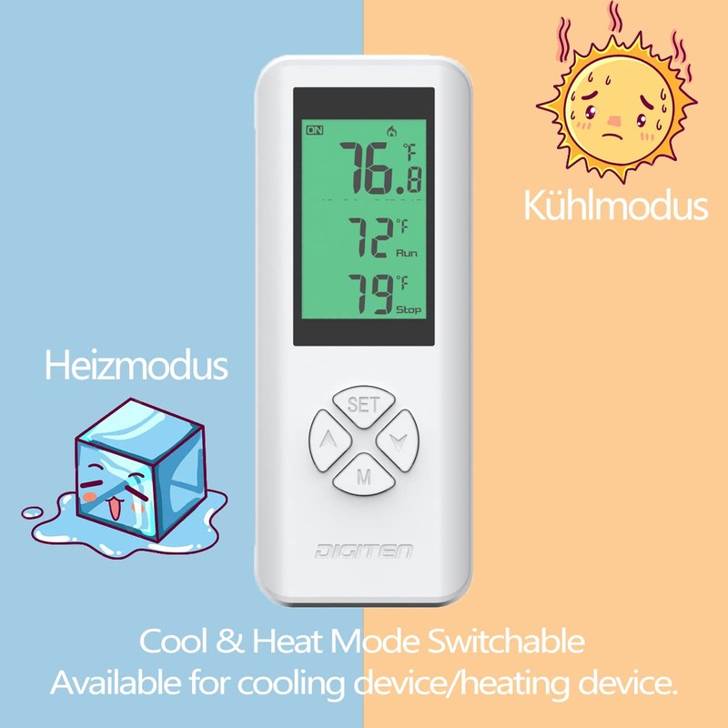 Wireless Thermostat Output, Temperature Controlled Socket Heating & Cooling Remote