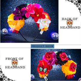 Day of the Dead Flower Headband Light Up Halloween Headbands