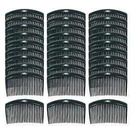 Cinaci 30 Pack Clear White Black Brown Plastic Hair Side Combs Slide Bun Holder with 23 Teeth DIY Headpieces Clips Grips Barrettes Accessories for Women Brides Veil (Black)