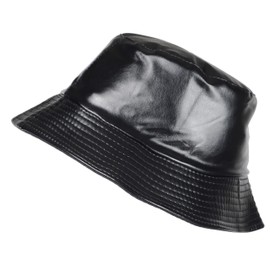 Toutacoo, Rain Hat, Floppy Hat, Wide Brimmed Hat, Women's Waxed Mat, Reversible, Waterproof, Leopard Print or Plain, Black (Solid Color)