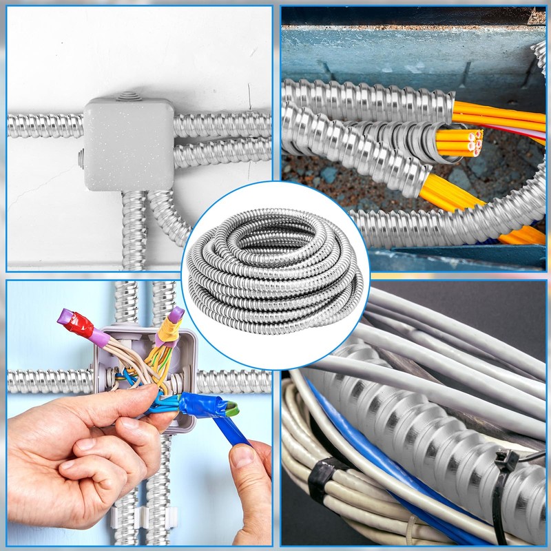 Yaocom 1 Inch Metal Flexible Conduit 50 ft Reduced Wall