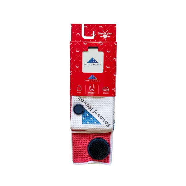 Groove Low Golf Towel with Magnet, Metal Clip and Brush