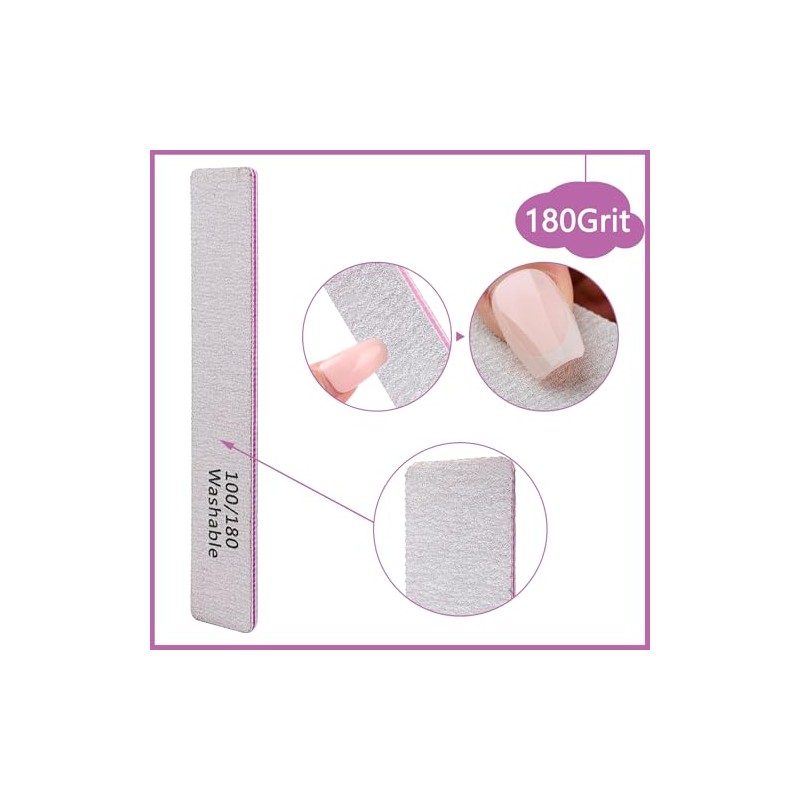 LNAUJS 6 limas de uñas lavables profesionales reutilizables de doble