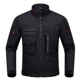 RIDEIRON CE Class A Men's Winter Motorcycle Jacket with Shoulder and Elbow Pads (CE-2), Removable Inner Lining, Windproof Motorcycle Protection, Black, 3XL