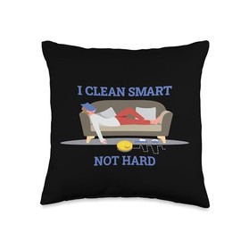 Robot Vacuum Cleaner Robot Vacuum Cleaner Clothing I Clean Smart Not Hard Robot Vacuum Cleaner Throw Pillow, 16x16, Multicolor