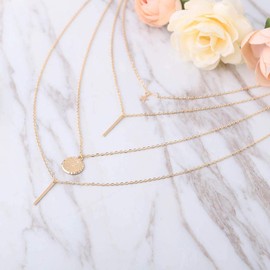 Jovono Bohemia Multilayer Women's Necklace with Pentagram and Sequins Pendant Pattern Choker Necklaces for Women, Metal, gold, Opal