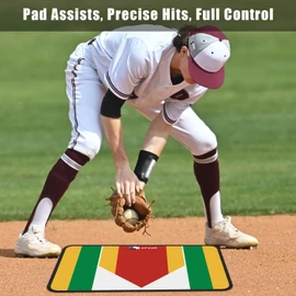 2F22E Extended Baseball Home Plate Mat with Color Highlights for Pitching and Hitting Practice,Rubber Home Plate Mat for Training