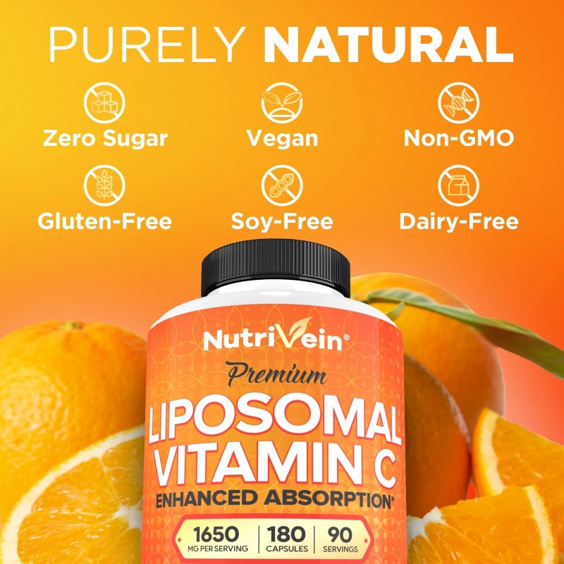 Nutrivein Liposomal Vitamin C 1650mg -180 Capsules - High Absorption