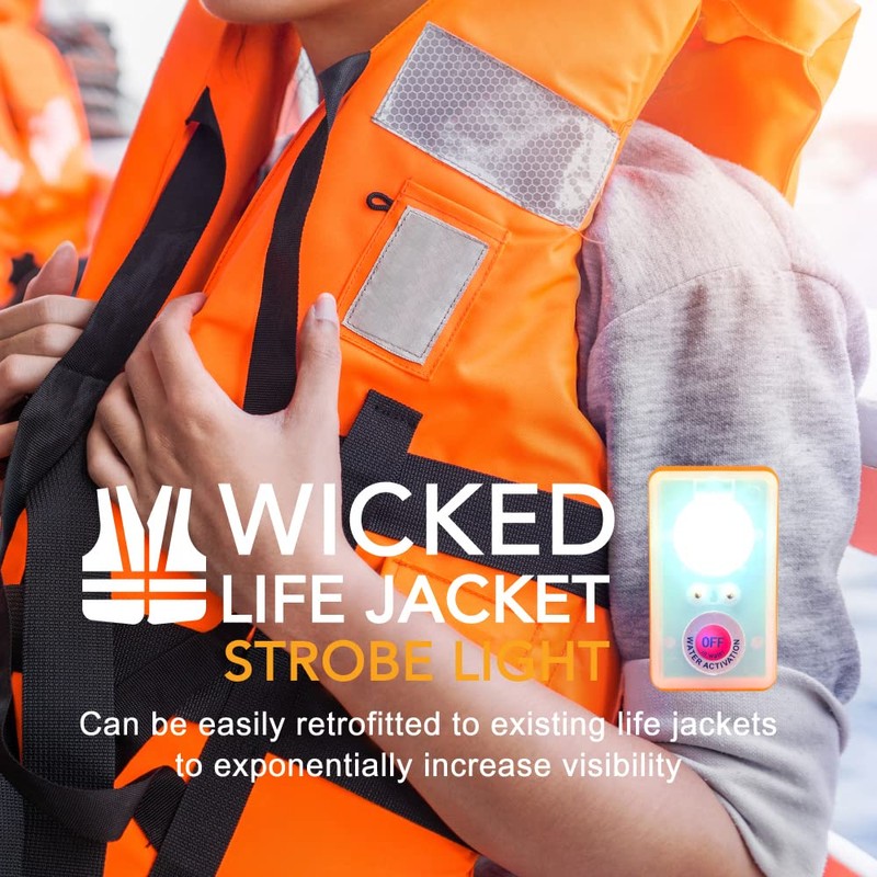 WICKED Life Jacket Strobe Light for Man Overboard Survival Vest;
