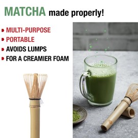 ORIGEENS Matcha Whisk Bamboo with A Long Handle - A Small Traditional Chasen Whisk for Matcha Latte/Tea Ceremony - Travel Matcha Whisk