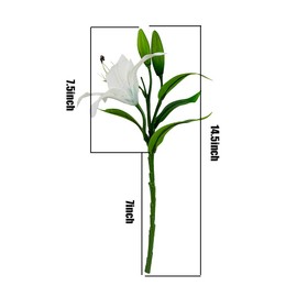 SHUYUNGE 6 Pcs White Artificial Tiger Lily Flowers Latex Fake Flowers Real Touch Bouquet for Home Wedding Party Garden Shop Decoration Graves Arrangement