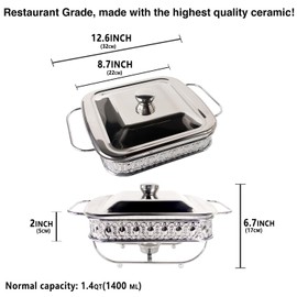 jinsongdafa Casserole Dish 8.7" x 8.7"Glass Baking Dish with Stainless steel Lid and rack, Silver Square 1.4 Qt Large Baking Pan For Casserole & Lasagna, Microwave Dishwasher Freezer Oven Safe