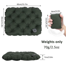 Inflatable Air Cushion seat, Portable Travel Seat Cushion for Camping, Office Chair, and Long Sitting, Foldable and Lightweight seat Pad for Comfort and Pressure Relief (Olive Green)