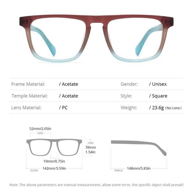 HEPIDEM Matte Acetate Glasses Frame Men Vintage Square Eyeglasses Optical