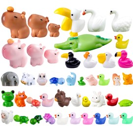 AOSWTLIF 45pcs Mini Resin Animal,Cute Capybara Tiny Resin Animals Figurine, for Micro Fairy Garden Landscape Miniature Dollhouse Hide Crafts Decor Aquarium (Farm Animals)