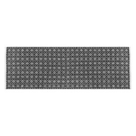 THE BEER VALLEY Diamond Woven Runner Rug 2'x6' - Black, Anti-Slip Farmhouse Cotton Rugs for Hallway Kitchen Living Room - 24x72 Inches