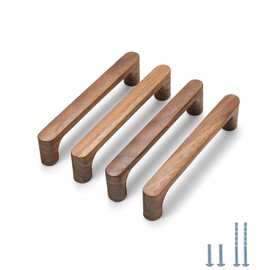 Evionlin Walnut Round 5 in 6 pcs Wooden Drawer Pulls Handle pulls for cabinets Kitchen Cabinet Drawer pulls Cabinet Door