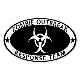 CafePress Zombie Outbreak Response Team Oval Car Bumper Sticker