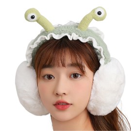 ANKOMINA Winter Ear Muffs Faux Fur Furry Warm Earmuffs Cute Animal Snail Big Eyes Foldable Outdoor Ear Warmers For Women Girls