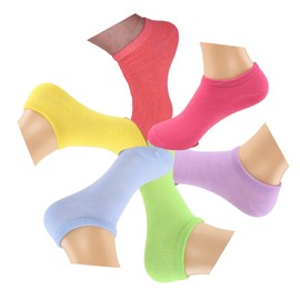 6 Premium Fun Bright Colorful No Show Cotton Ankle Socks | One-Piece Suture Technology | By The Clique