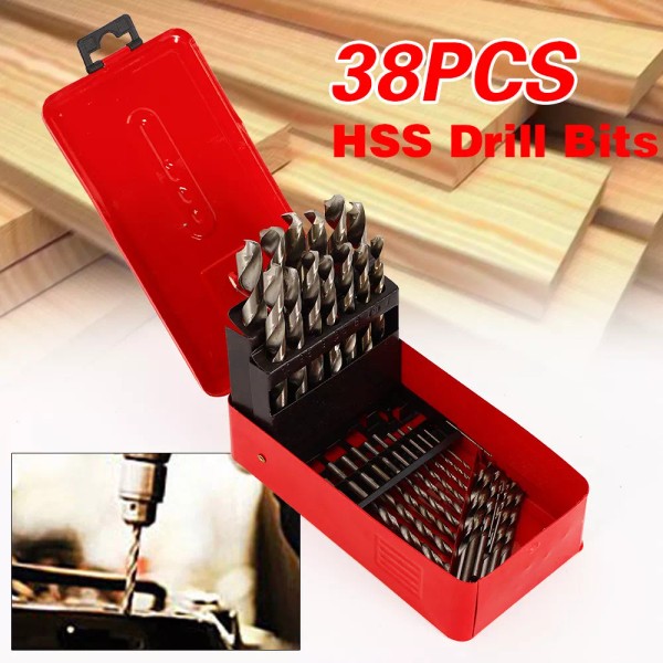 Unbranded 38Pcs Metric Drill Bit Set HSS Iron Twist Steel