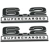 2pcs 6.2 Liter Supercharged Emblems Hood Engine 3D Badge Replacement