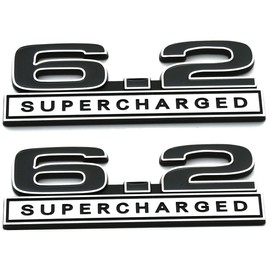 2pcs 6.2 Liter Supercharged Emblems Hood Engine 3D Badge Replacement for ZL1 LS3 Trunk (Chrome)