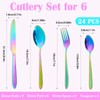 RETON 24 Piece Rainbow Silverware Set, Stainless Steel Flatware Set