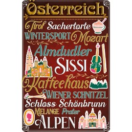 30 x 20 cm Tin Sign, Funny Saying, Austria Souvenir, Typical Austria Sign (Keywords)