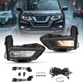 HECASA Front Bumper Fog Lights Kit Compatible with 2017-2020 Nissan Rogue Replacement for 261558995A 261508995A Front Fog Lamps Assembly Driver & Passenger Side Clear Lens Plastic
