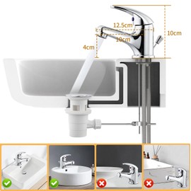 Bathroom Tap with Pull Rod, Small Single Lever Basin Mixer Tap with Drain Fitting, Single Lever Mixer Washbasin Mixer Tap for Bathroom Guest Toilet, Chrome